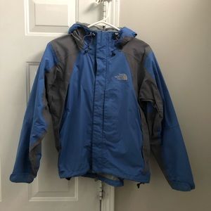 The North Face blue & gray rain jacket